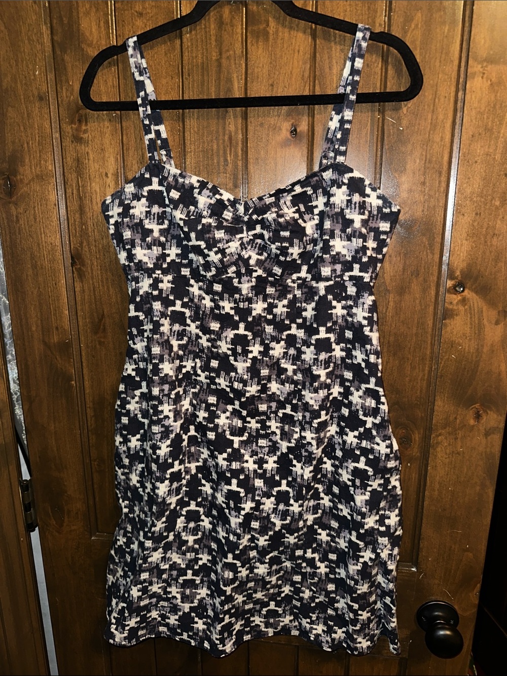 Patagonia Dress Womens Hemp Organic Cotton Black Ikat Print Tank Top Dress